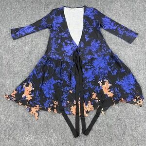 Diane Von Furstenberg Dress Womens 10 Blue Black Floral Riviera Wrap Silk